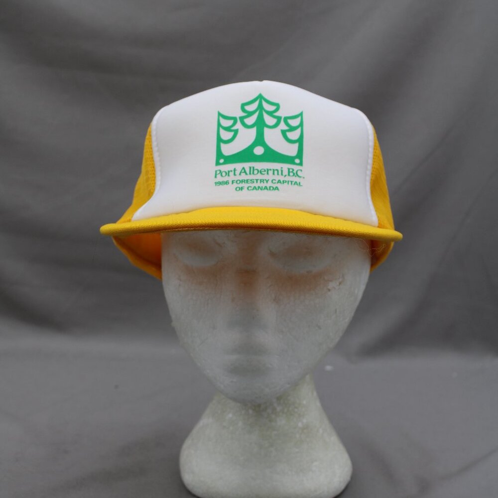 Vintage Screened Trucker Hat - Port Alberni 1986 Canada Forestry - Snapback